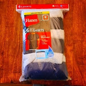Hanes Value Pack 6 Tagless T-Shirts (Medium 38-40")